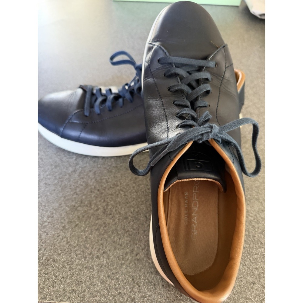 Cole Haan GrandPrø Leather Sneakers Navy Blue Grand.ØS Men's Size 12 C22586